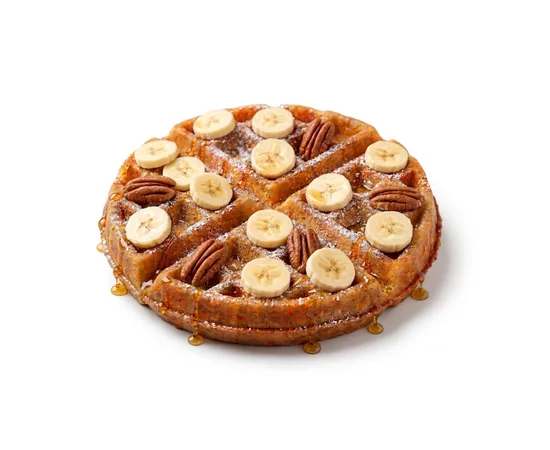 Waffle Banane Noix de Pecan - menu CRISPY SOUL, poulet frit halal et waffle burgers