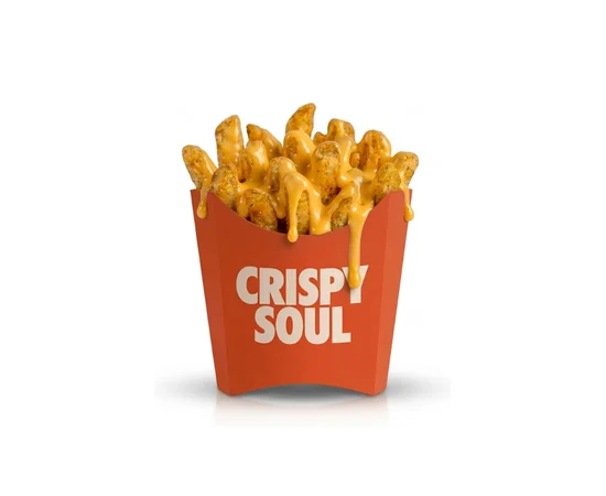 Frites cheddar affiné 7 mois - menu CRISPY SOUL, poulet frit halal et waffle burgers