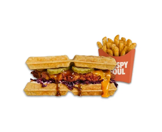 Honey Brown Waffle - menu CRISPY SOUL, poulet frit halal et waffle burgers