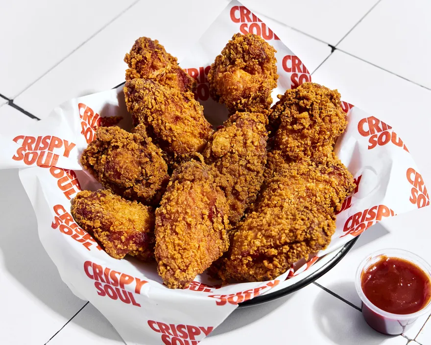 10 Crispy Wings - menu CRISPY SOUL, poulet frit halal et waffle burgers