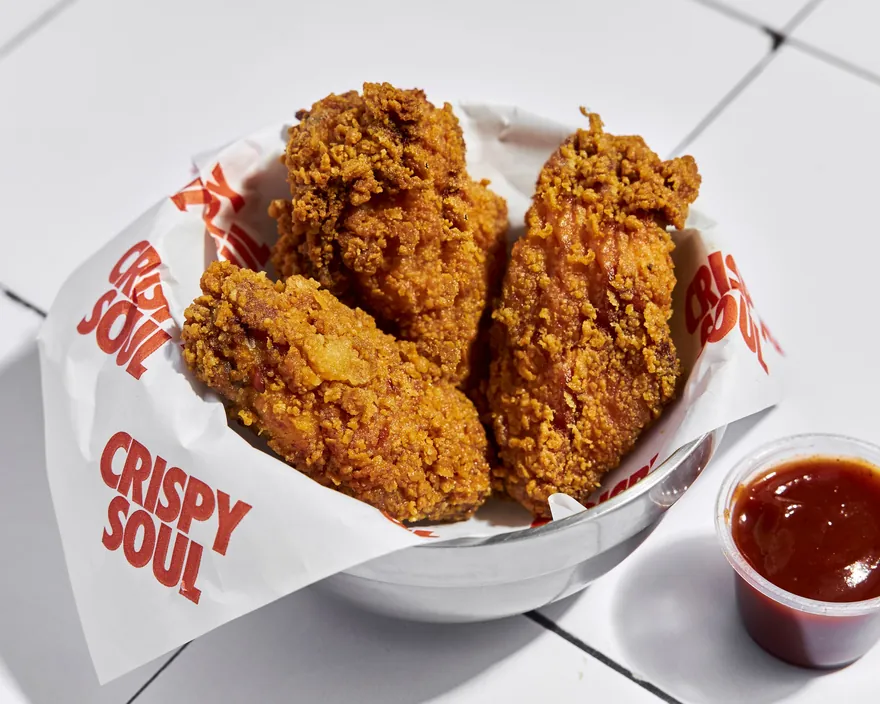 3 Crispy Wings - menu CRISPY SOUL, poulet frit halal et waffle burgers