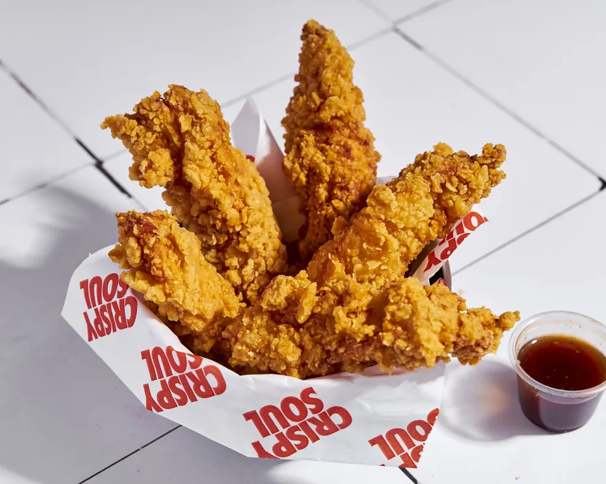 5 Crispy Tenders - menu CRISPY SOUL, poulet frit halal et waffle burgers
