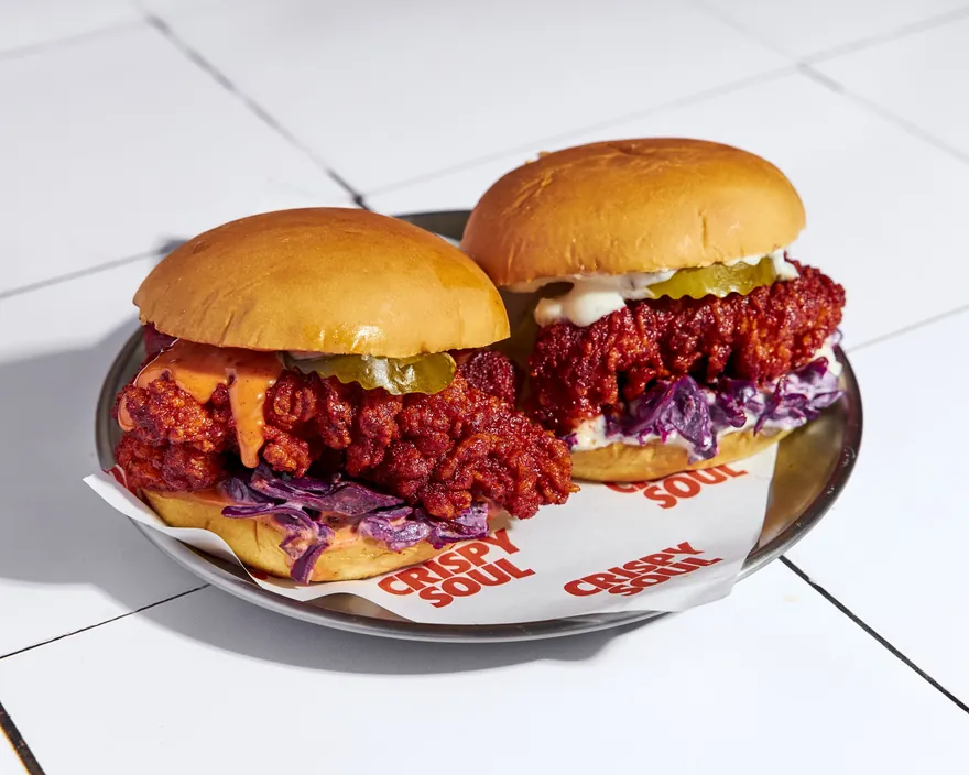 Double Slider - menu CRISPY SOUL, poulet frit halal et waffle burgers