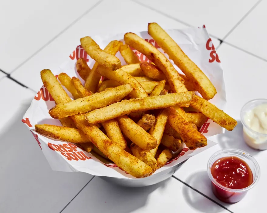 Frites - menu CRISPY SOUL, poulet frit halal et waffle burgers
