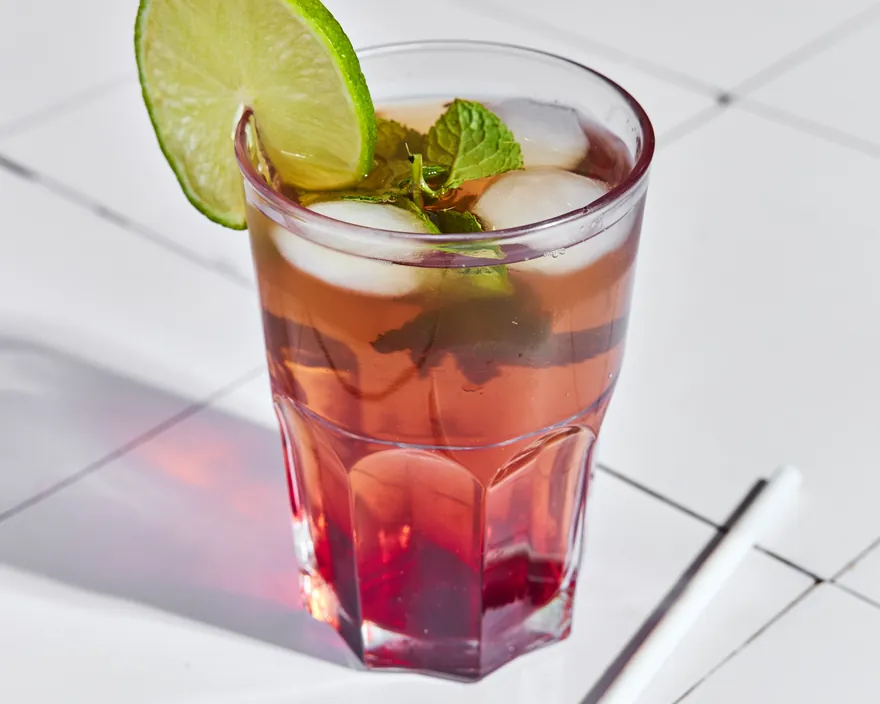 Ice Tea Framboise Menthe - menu CRISPY SOUL, poulet frit halal et waffle burgers