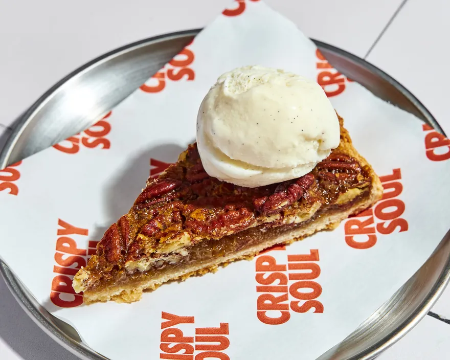 Pecan Pie & Vanilla Ice - menu CRISPY SOUL, poulet frit halal et waffle burgers