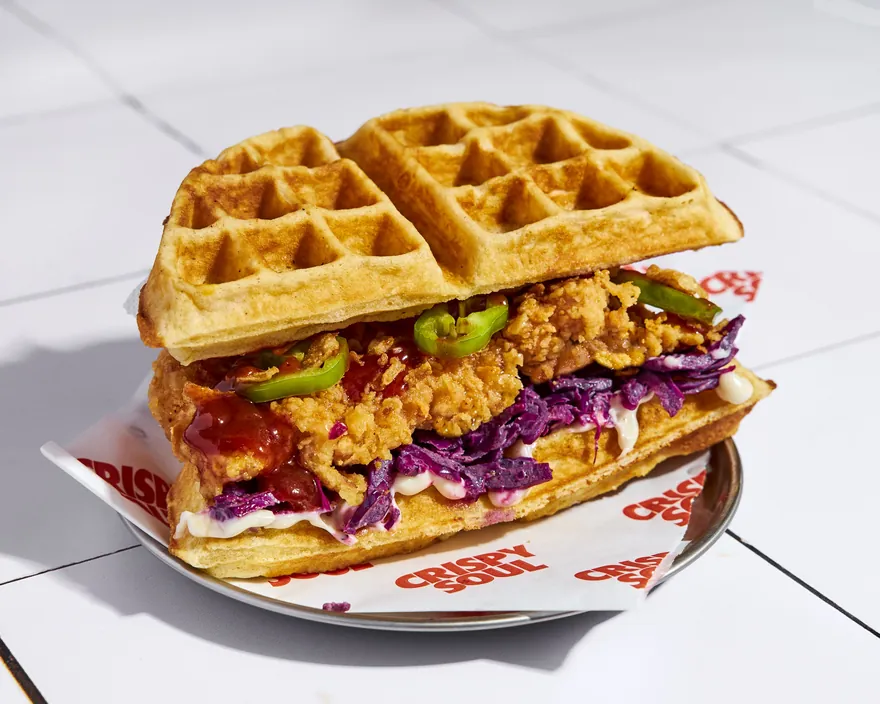 Spicy X Waffle - menu CRISPY SOUL, poulet frit halal et waffle burgers