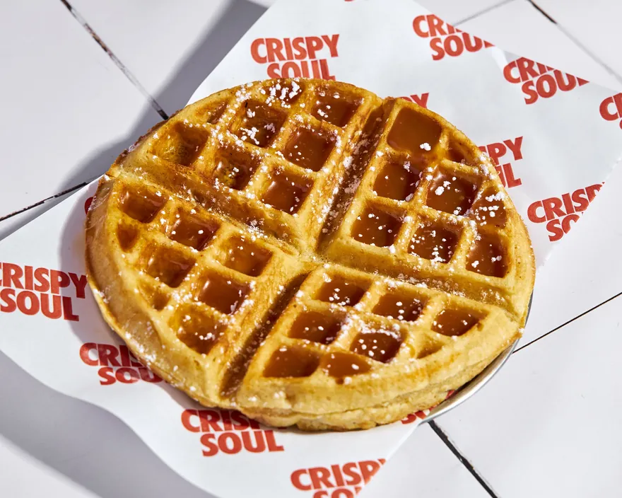 Waffle caramel au beurre salé - menu CRISPY SOUL, poulet frit halal et waffle burgers